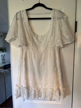 dobby mesh self-tie ruffled halter dress Sandy Gomes Dobby Mesh Self-Tie Ruffled Halter Dress Party
